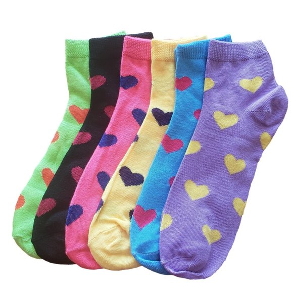 12 Pairs Women's Color Hearts Ankle Socks Girls Low Colors Size 9-11 - Picture 2 of 3